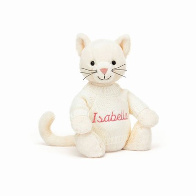 Jellycat Bashful Cream Kitten with Cream Jumper UK | 56871RIVJ
